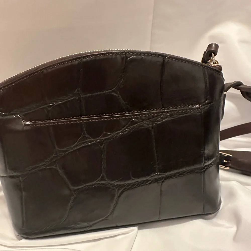 Dooney & Bourke Espresso Croc-Embossed Leather Denison Mini Domed Crossbody Bag